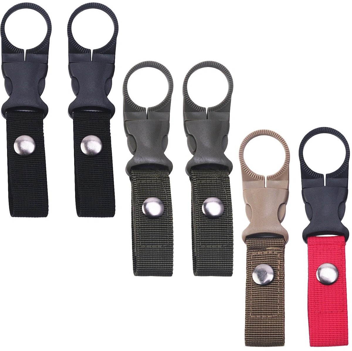 JHUBERS- Drinkfleshouder - 6 Stuks - Robuuste Nylon Riemen - Karabijnhaken - Veiligheidssluitingen - Ultra-Draagbaar Ontwerp - Handen Vrij - Waterfleshouder