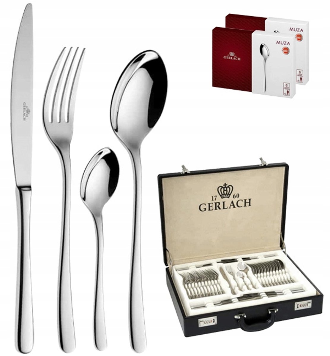 Gerlach Muza Bestekset 80 Delen 12 Personen Inclusief Koffer & Extra's