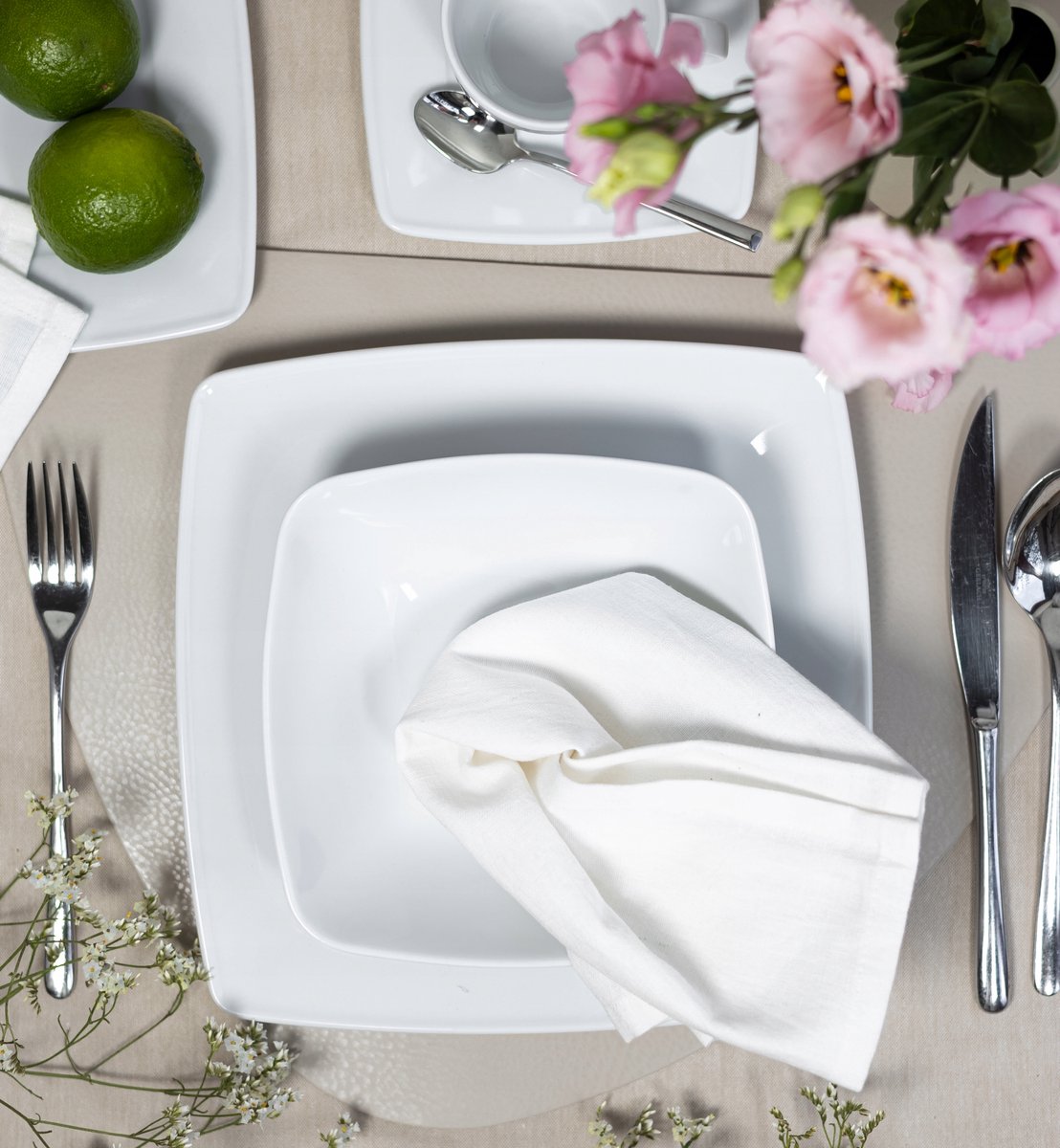 Lubiana Victoria Servies 54 Delen voor 18 Personen - Wit Porselein