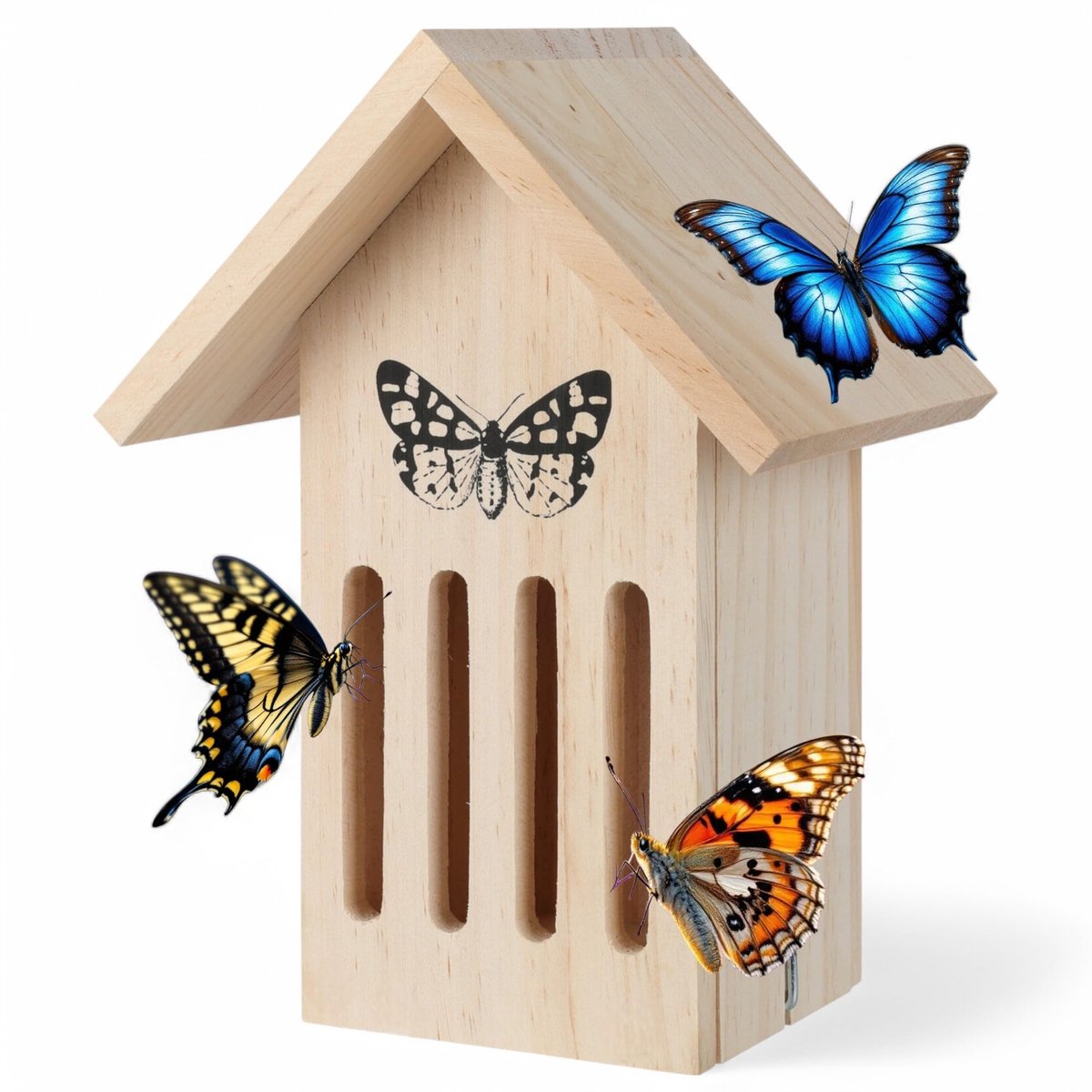 JHUBERS - Vlinderhuis - Insectenhotel - Weerbestendig - Hout - Bescherming tegen roofdieren - Perfect voor tuin en balkon