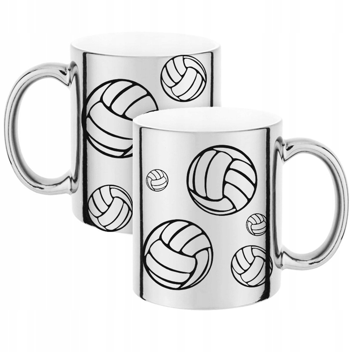Glanzende Zilveren Mok 330ml - Perfect Cadeau voor Volleyballers