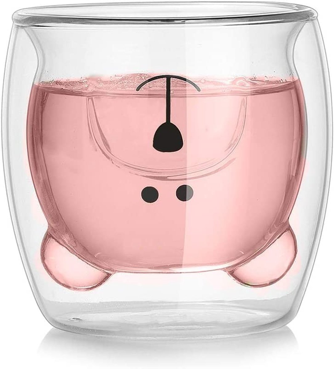 Dailygoods- Koffiekopje 250 ml - Dubbelwandig - Berenmotief - Hittebestendig - Cadeau voor Valentijnsdag - Creatief design - Beker