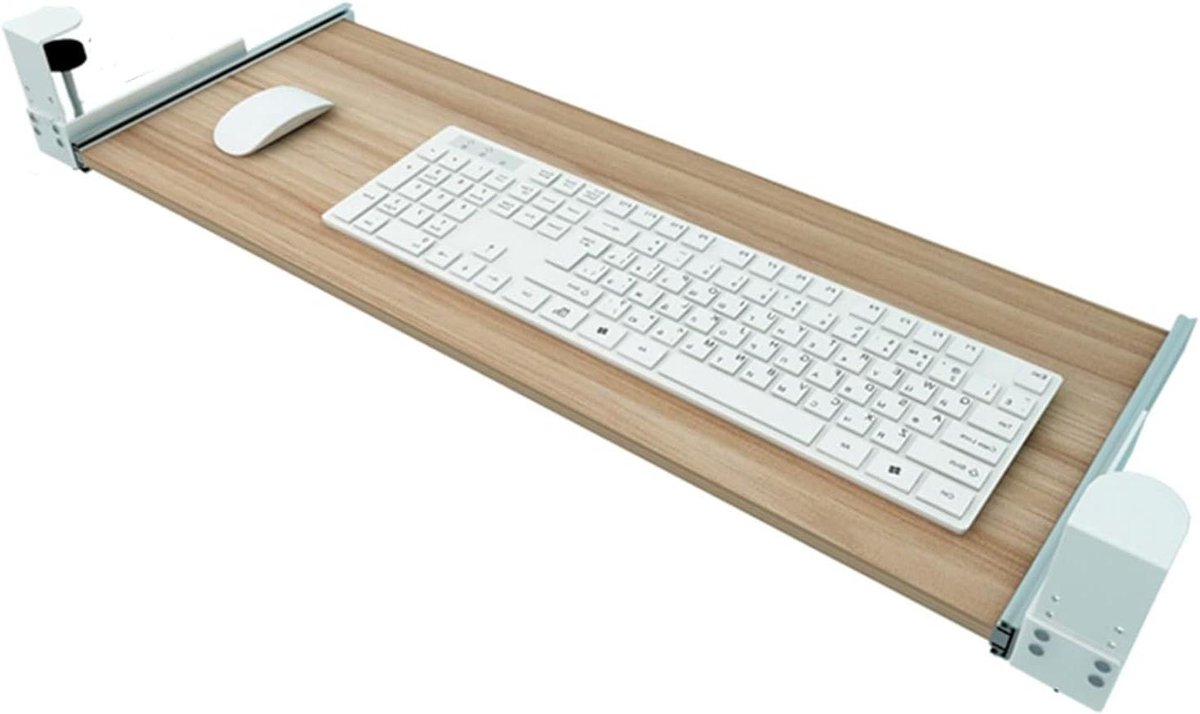 Houten toetsenbordlade - Uitschuifbare plank - Werkruimte organiseren - Klemvast ontwerp - 55/65/75x30cm bureaus - 6 kleuren