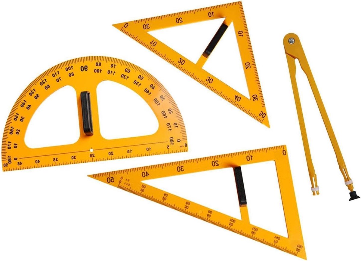 Wiskunde Meetset - Geometrie Hulpmiddelen - Lesgeven Tekenen - Grote Cijfers - 51 cm - Wit