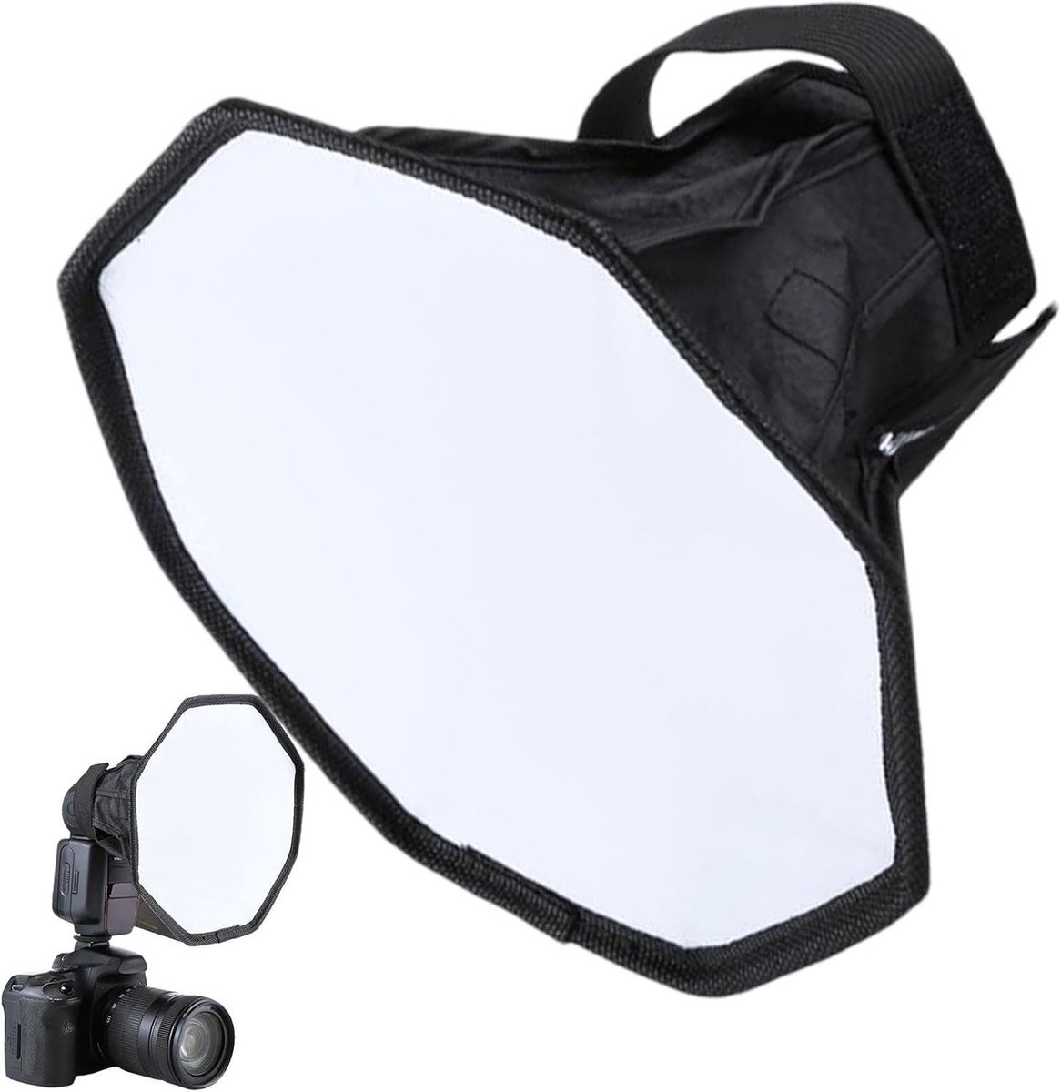 Camera Flits Diffuser - Octagonale Diffusor - Verbeter Fotografie - Opvouwbaar Licht - 20 cm - Zwart