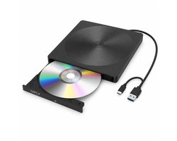 UPLY Externe DVD Speler - Windows en Mac - USB C en USB 3.0 - Externe DVD Speler voor Laptop - Externe DVD Speler en Brander - CD