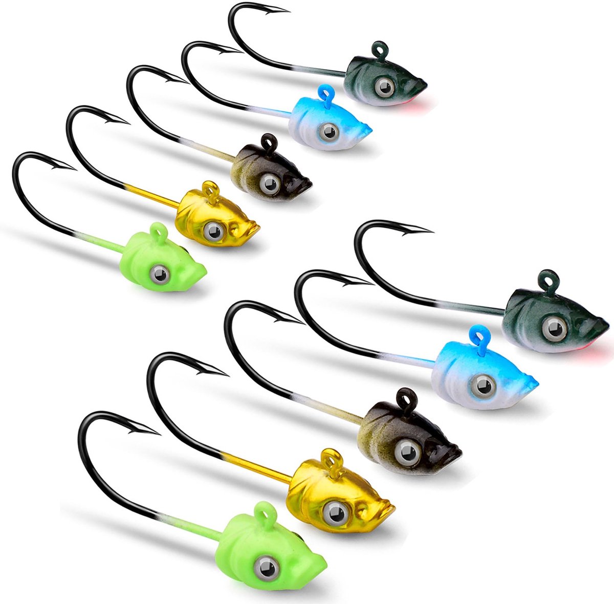 Dailygoods- Vishaak 10 Stuks - Verzwaringshaak 5 g - Loodkop - 3D-Oogvishaak - Hoogwaardig Staal - Scherp Lemmet - Visaccessoire