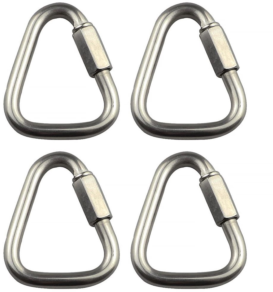 Dailygoods - Karabijnhaak - Roestvrij staal - Sterke kwaliteit - Driehoek gespen - Ideaal voor klimmen, outdoor - 4 stuks