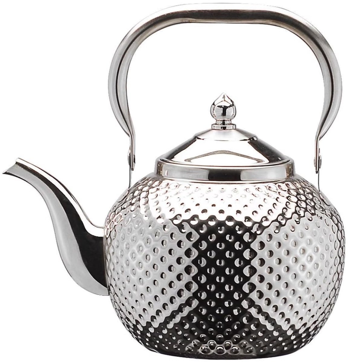 Dailygoods- Theepot 1,2 Liter - Roestvrij Staal - Antislip Bodem - Met Zeef - Geschikt voor Inductiekookplaat/Gasfornuis - Snelle Warmtegeleiding - Waterkoker