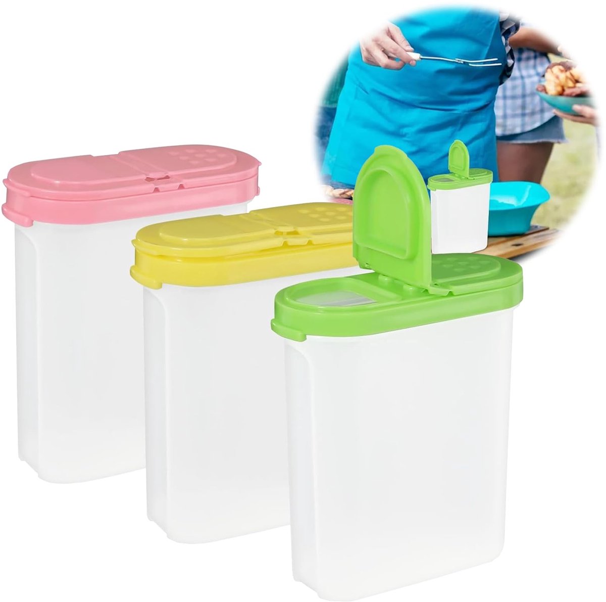 Dailygoods- Kruidenpotjes Set van 3 - Transparante Potjes 250ml - Dubbel Deksel met 2 Strooiopeningen - Luchtdichte Bewaarpotjes - BPA-vrij & Breukvast - Ideaal voor Specerijen & Suiker - Specerijpotjes