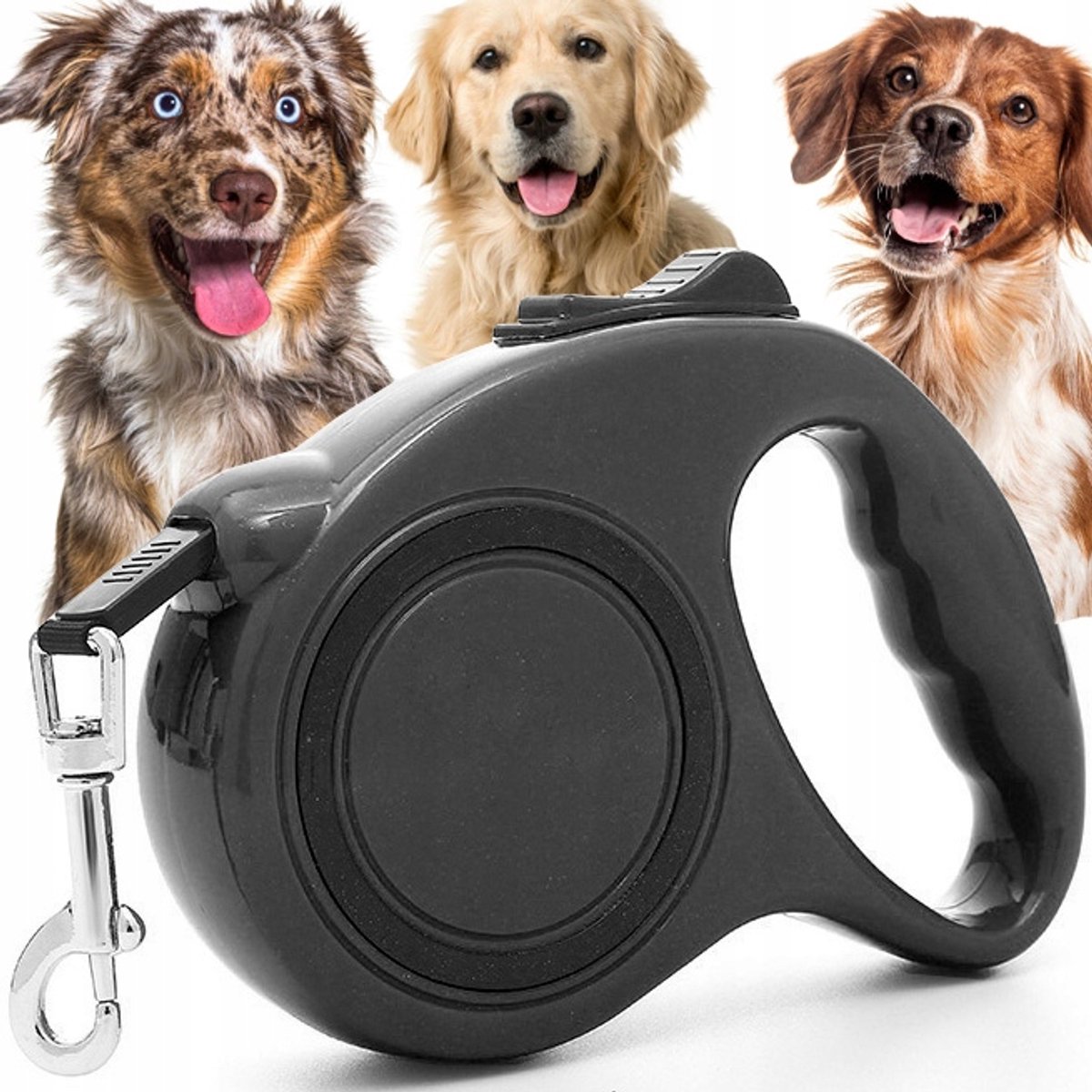 Automatische Hondensnoer 5m - Uitschuifbaar met Rem & Ergonomische Grip