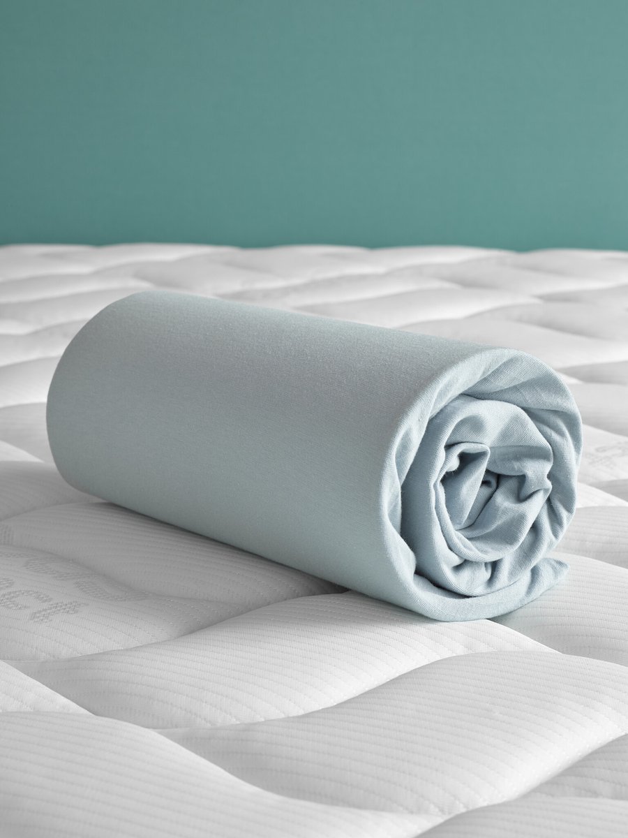 De Witte Lietaer Hoeslaken - Case Ice Blue - Tweepersoons - 160 x 200/220-h40 - Katoen Jersey