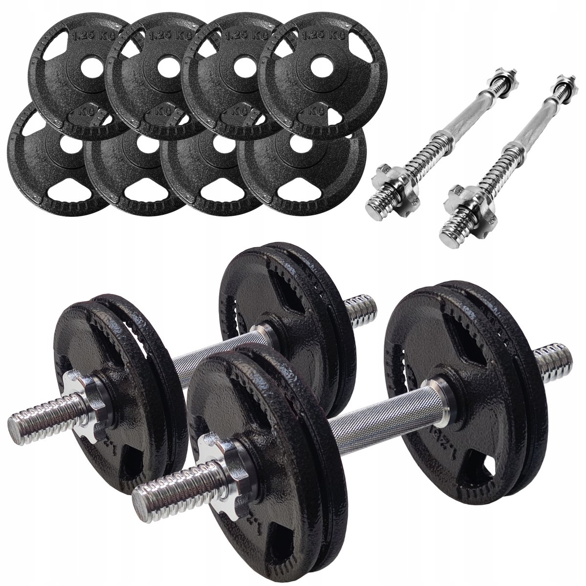 Gietijzeren Halterset 2x7,5kg - 15kg Totaal Gewicht, Tri-Grip