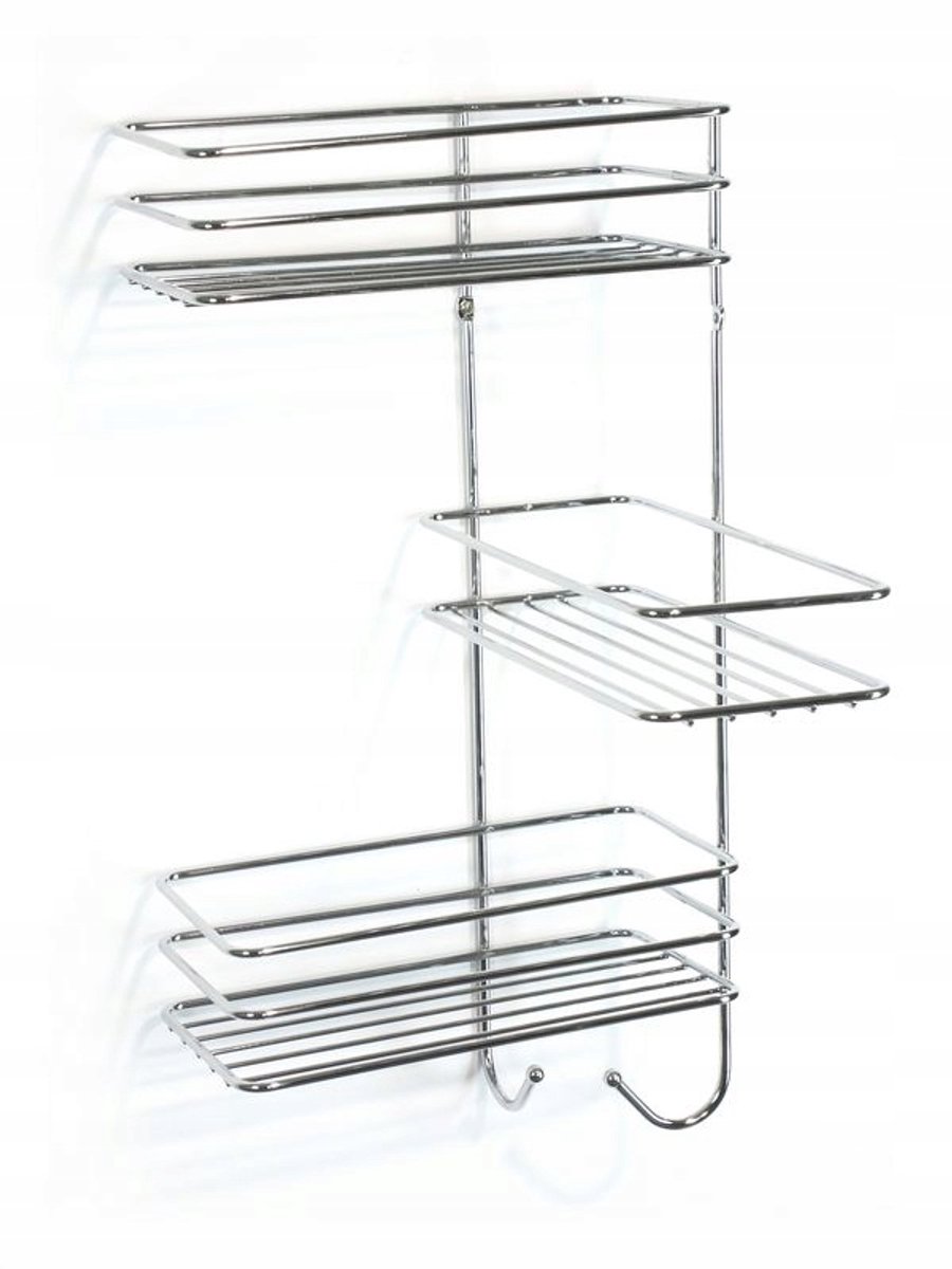 Hoekbadkamerplank AWD02080044 - 3 niveaus, verchroomd metaal