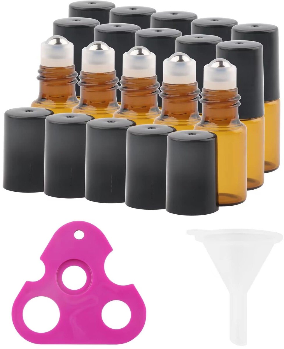 BRENZOOS- Rollerfles 15 stuks - Glazen Flesjes 3 ml - Roestvrij Stalen Rollerbal - Breukvast - Perfect voor Aromatherapie - Handige Verpakking - Roll-on Fles