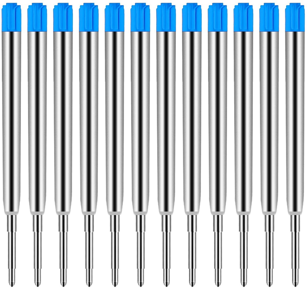 JHUBERS- Balpenvullingen 12 Stuks - Metalen Vervangbare Vullingen - 1,0 mm Middelgrote Penpunt - Soepel Schrijvend - 9,9 cm Lengte - Geschikt voor Gewone Balpen - Penvullingen