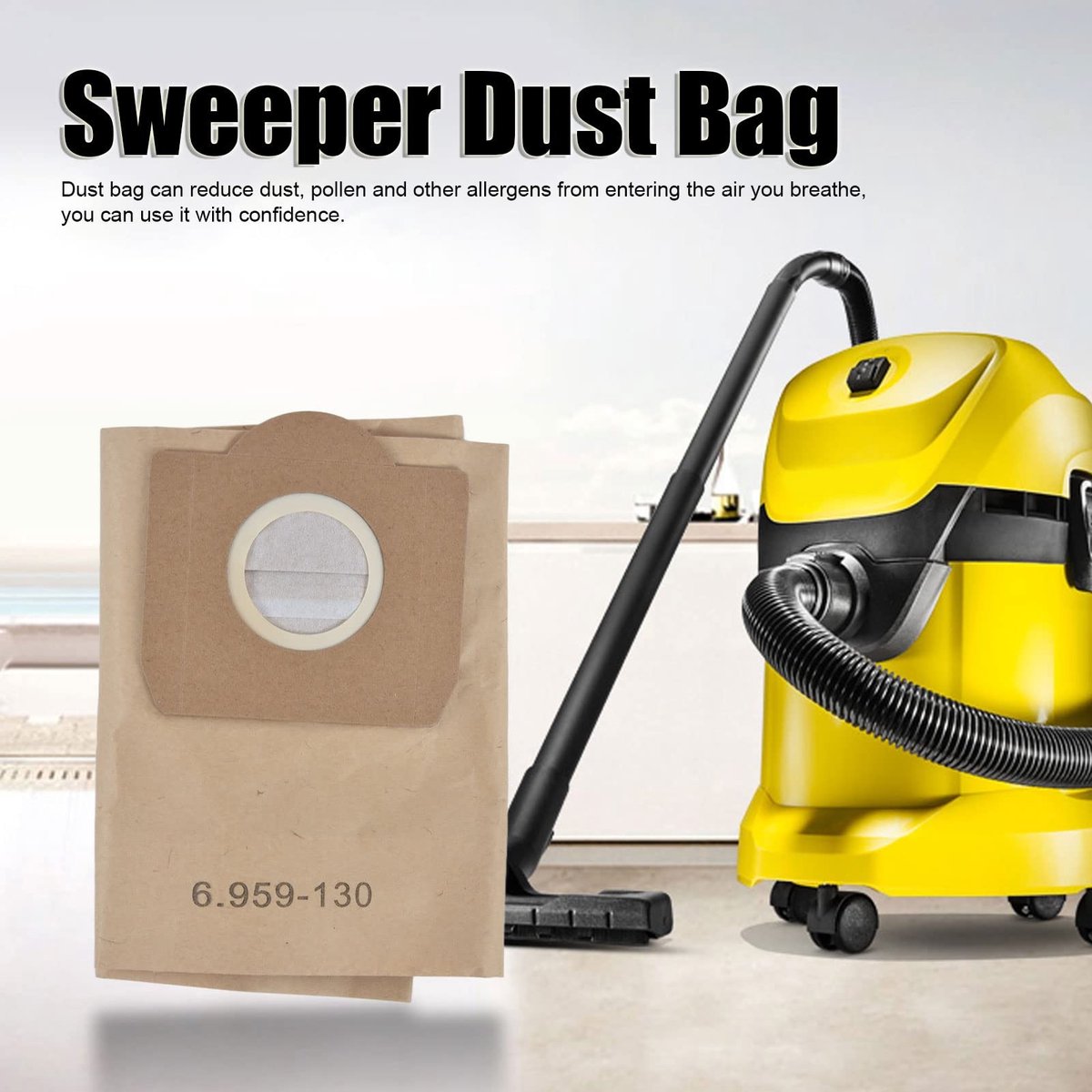 JHUBERS- Stofzuigerzak 5-delig - Geschikt voor Karcher 6.959-130.0 - Papier - Eenvoudig te installeren - Verbeterde reinigingsefficiëntie - Geschikt voor thuisgebruik - Stofzak