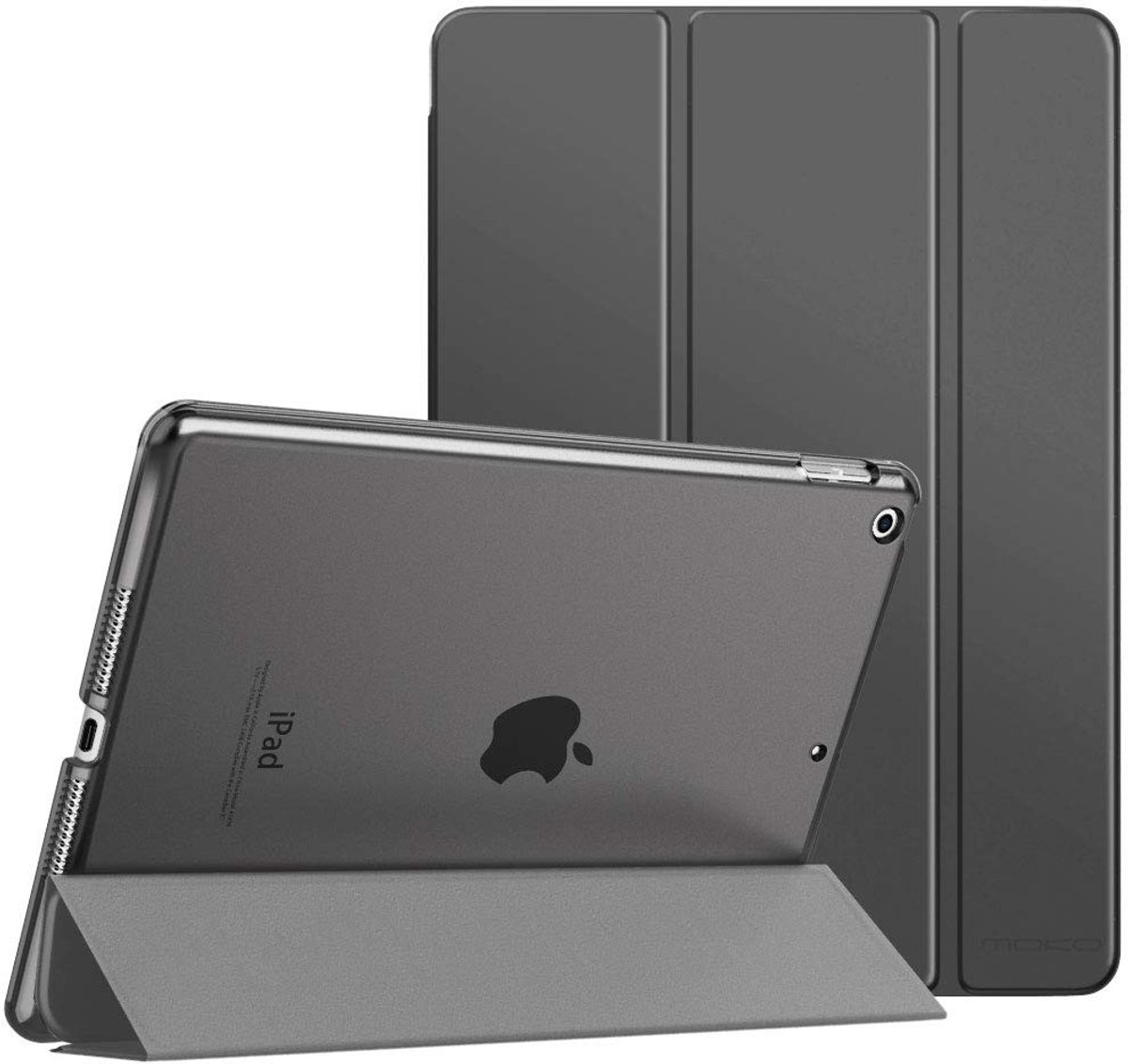 JHUBERS- iPad Hoes Compatibel met 9e/8e/7e Generatie - Slimme Standfunctie - Doorschijnende Achterkant - Hoogwaardig PU-leer - Automatische Slaapfunctie - Tabletcase