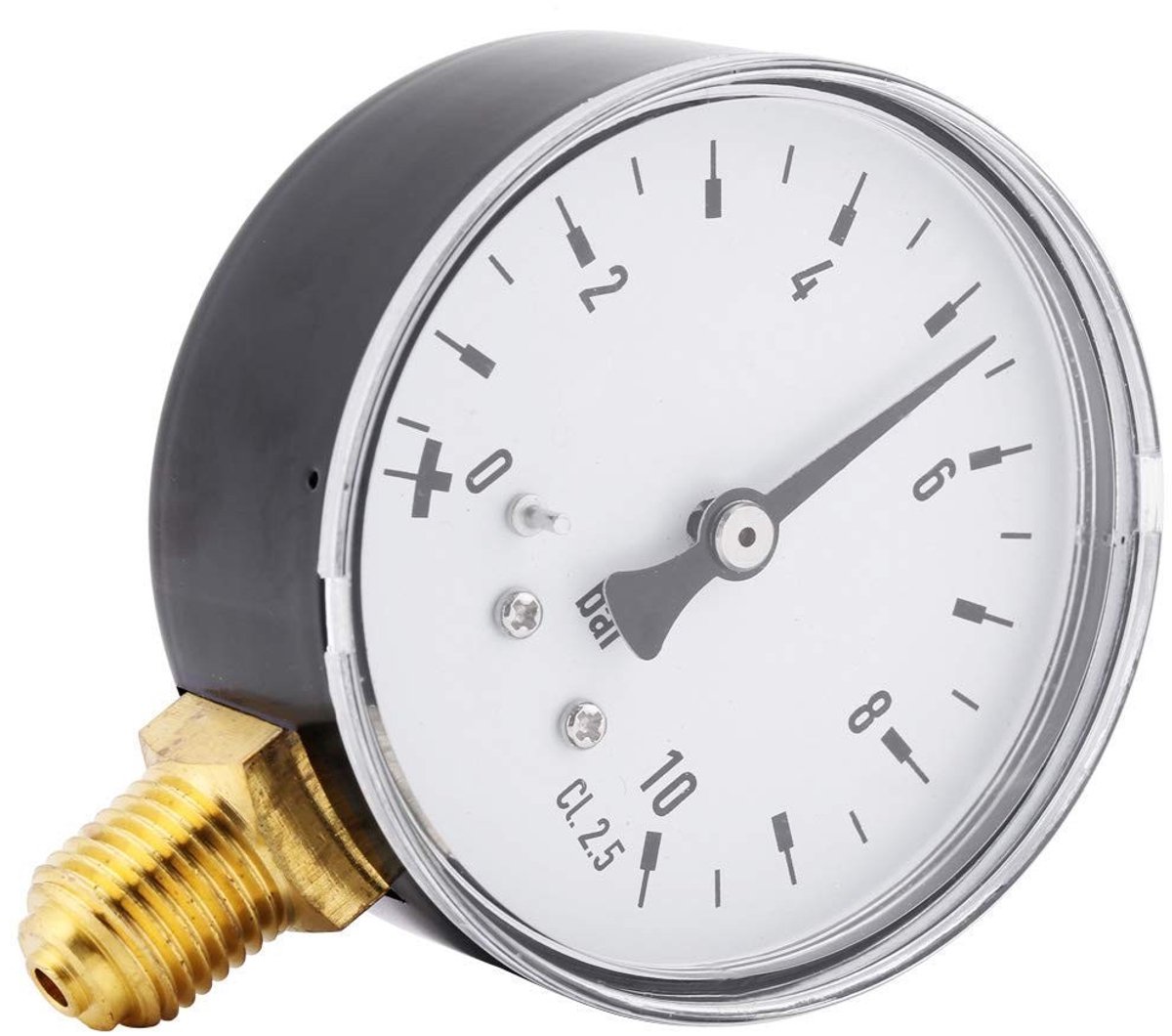 BRENZOOS- Manometer waterdruktestmeter 0-10 bar - Drukmeter lucht/olie/gas - 1/4 inch NPT-aansluiting - Zijdelings gemonteerd - Stabiele prestaties