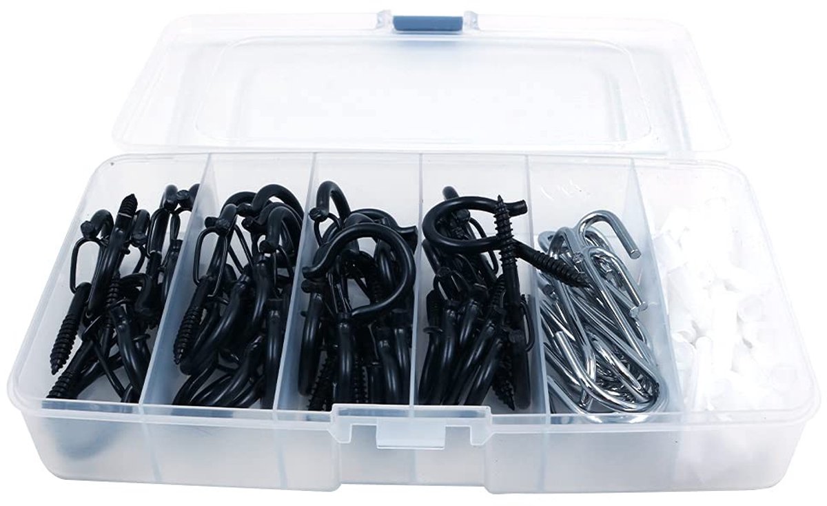 JHUBERS- Plafondhaken 50-Pack - Zwarte Cup Haak - S Haak - Ophangsysteem - Voor Buitenverlichting - Lichtgewicht Items - Brede Toepassing - Ophanghaak
