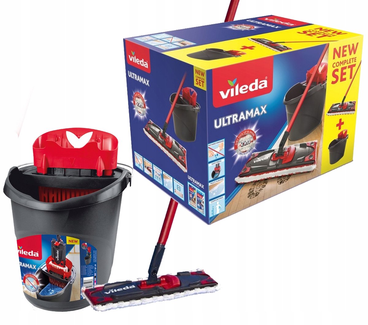 Vileda Ultramax BOX: Mop & Emmer Set voor Vlekkeloze Vloeren