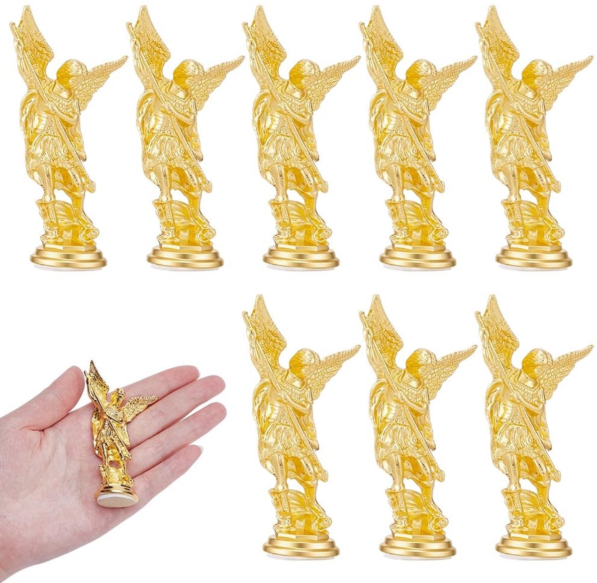 BRENZOOS - 8 Stuks Gouden Aartsengel Saint Michael Standbeeld 79.5mm Hoog