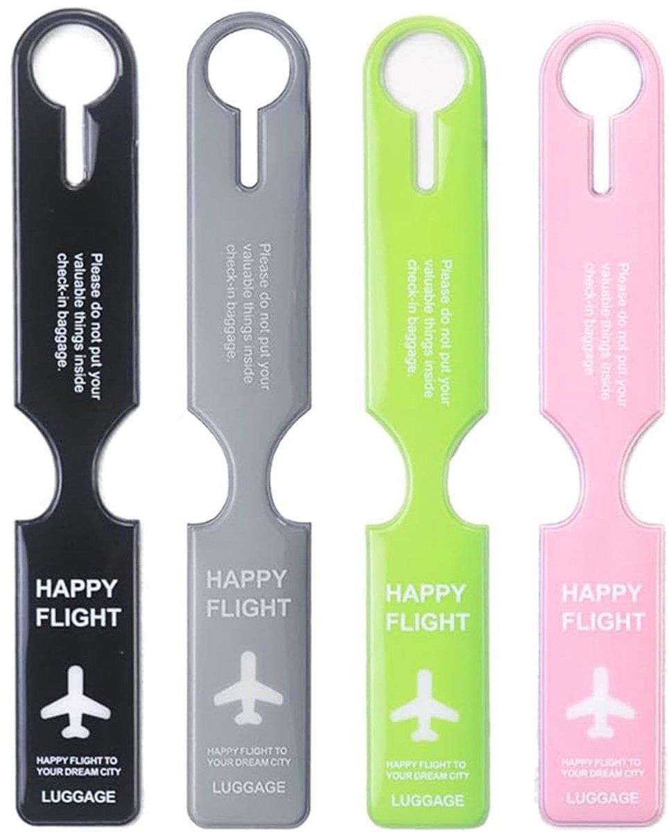 Dailygoods- Bagagelabels Waterdicht - Adreslabels - Bagagelabel Koffer - PVC - 4 Stuks - Verstelbaar en Opvouwbaar