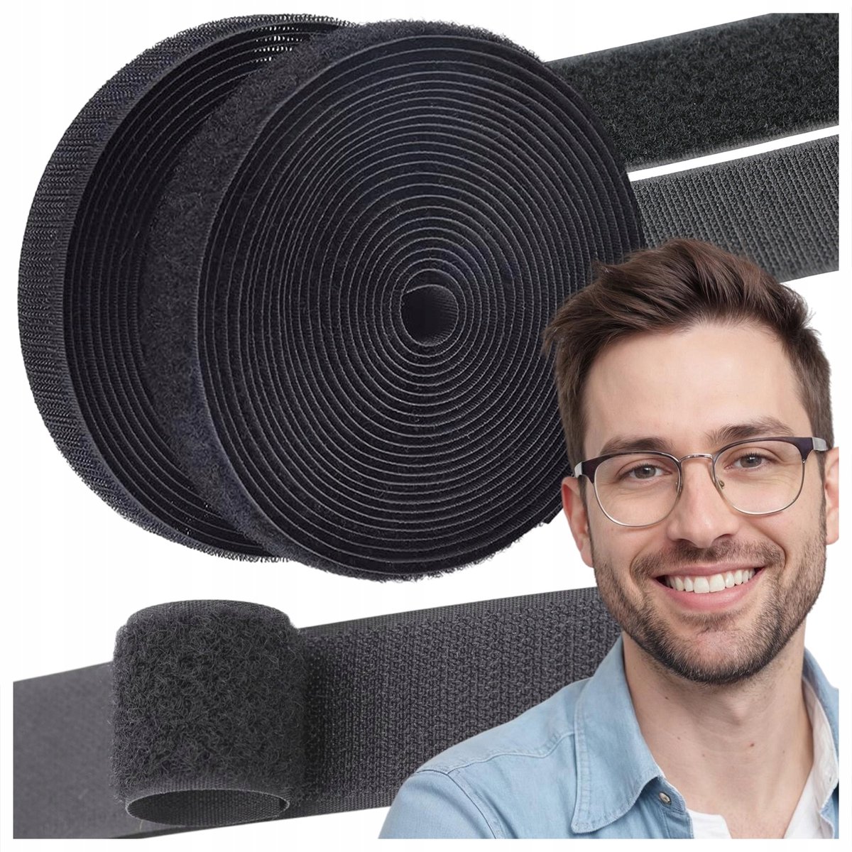 Sterke Klittenband Tape Dubbelzijdig 25mm x 5m Zwart