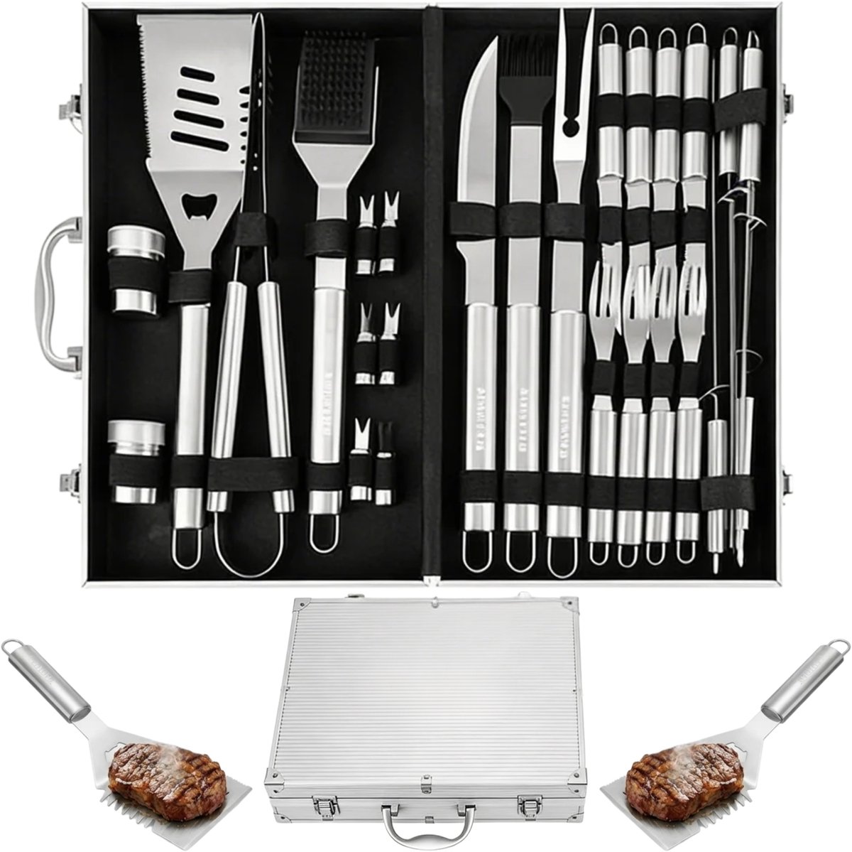 26-delige BBQ Gereedschap Set RVS met XXL Koffer