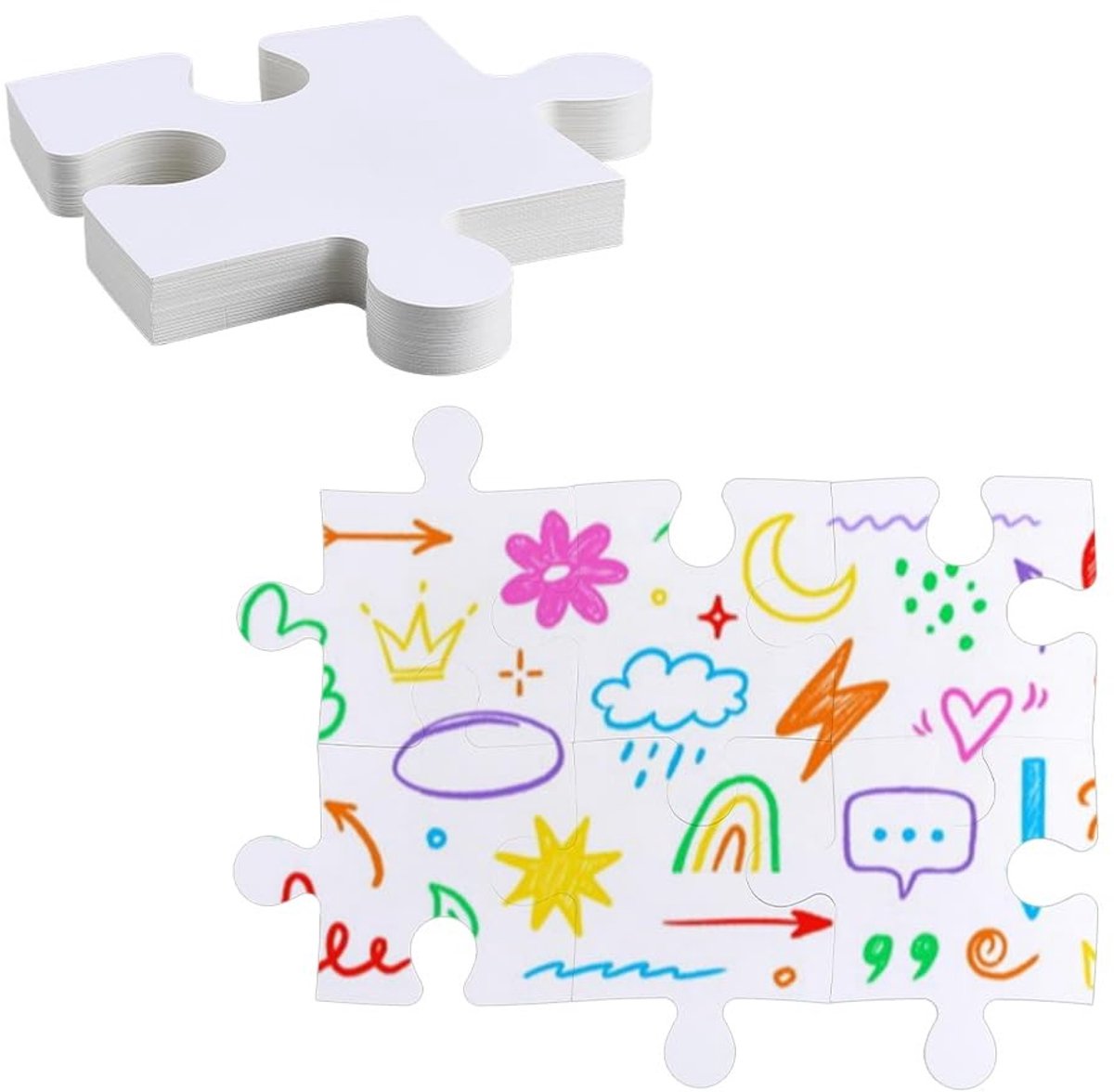 Dailygoods - 40 Stuks Jumbo Witte Blanco Puzzels - Maak Je Eigen Creatieve Puzzels