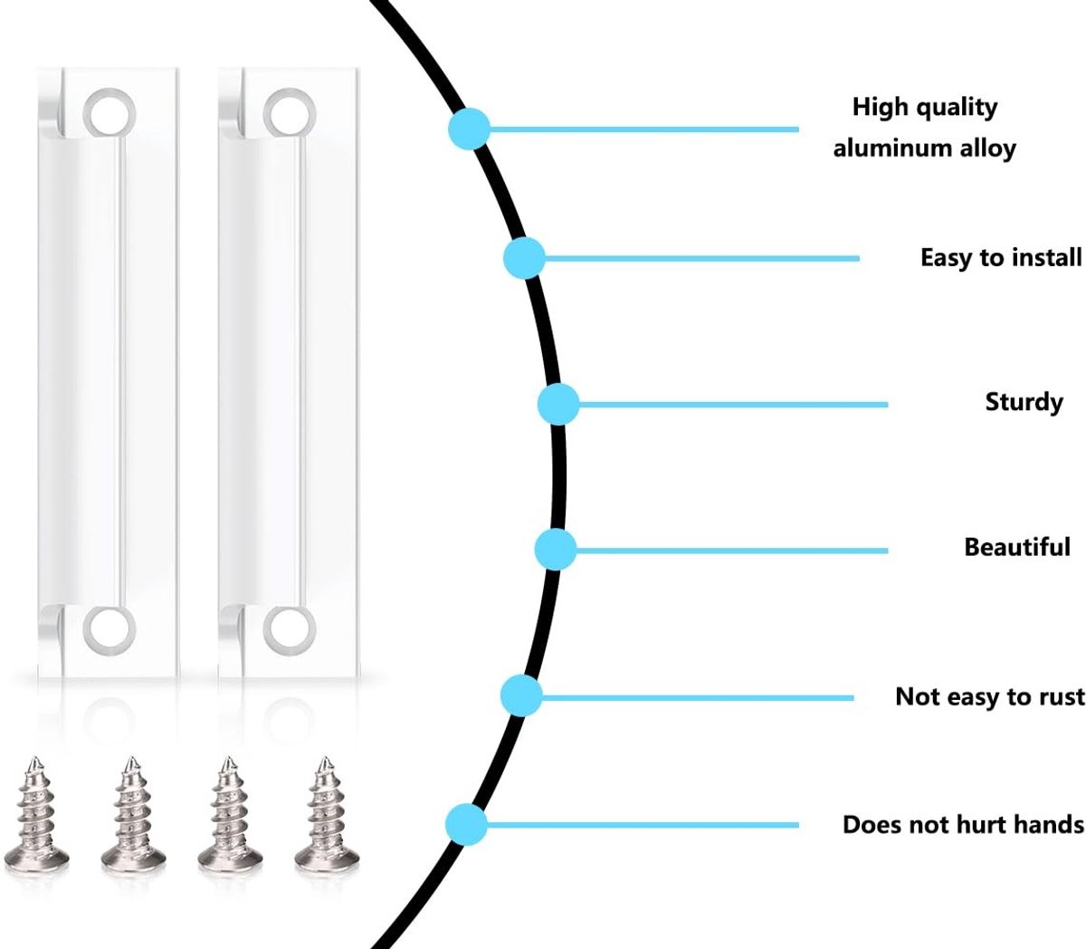 Dailygoods- Balkondeurgreep - Handgreep van Aluminiumlegering - Deurgreep voor Schuifdeur - Meubelaccessoires - Inclusief Schroeven - Wit