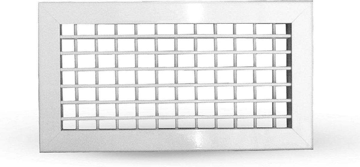 Ventilatie rooster - Luchtuitlaat rooster - Luchtcirculatie verbeteren - Dubbele verstelbare lamellen - 200x100 mm - Metaal