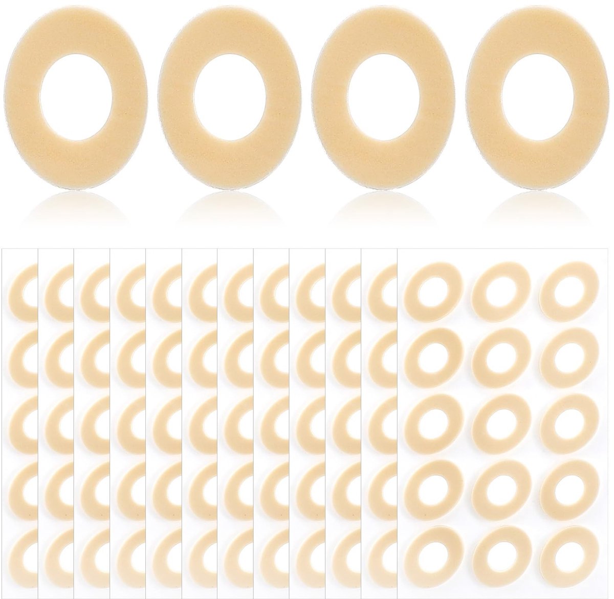 Dailygoods- Eeltpads 180 Stuks - Ovale Schuimrubberen Kussens - Kleefpads voor Onderkant Voet - Bescherming tegen Schuren - Beige Latex Spons - Maïspads