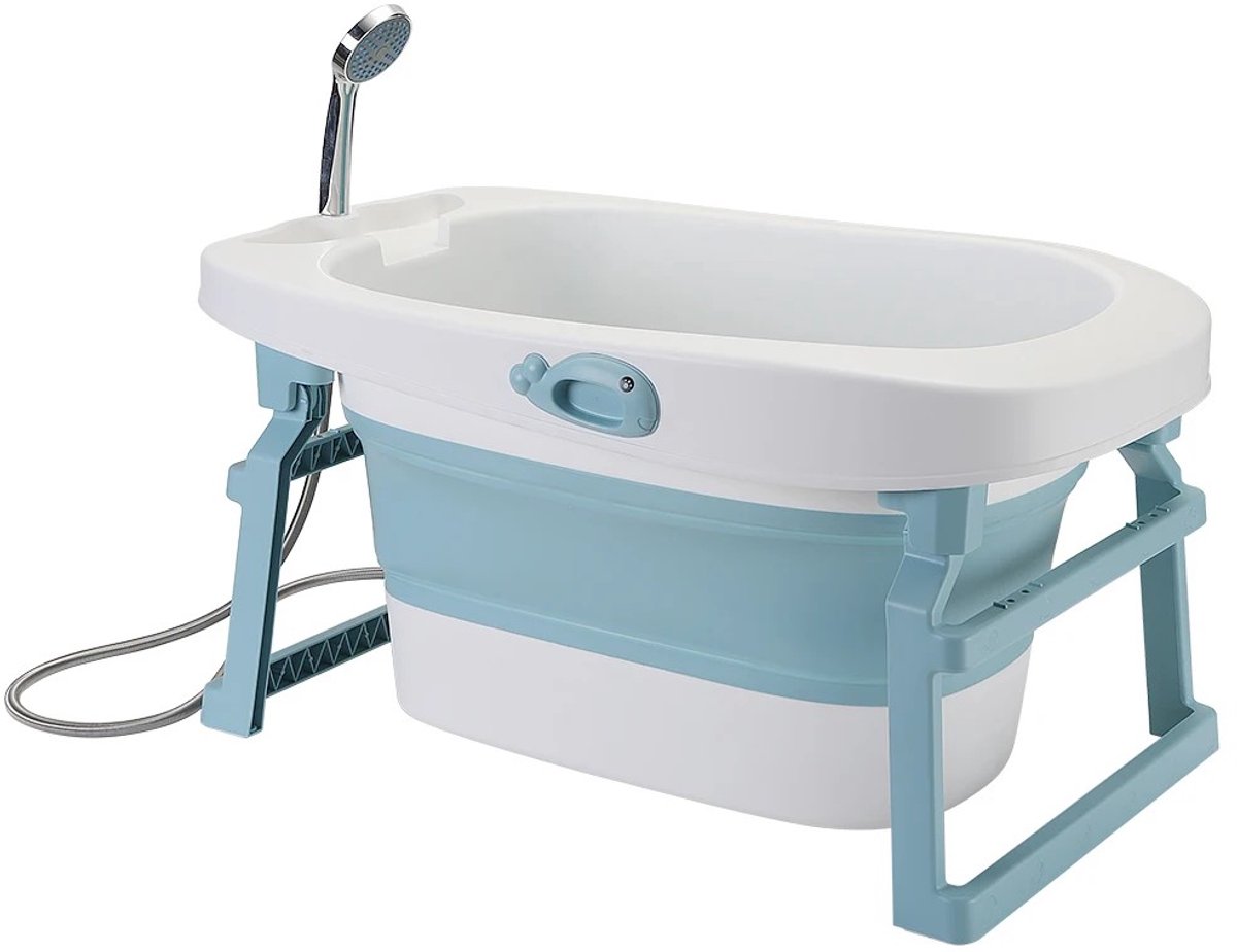 Dailygoods 3-in-1 Babybadje, Opvouwbaar badje met babybadzitje en afvoerplug, Kinderbadje lengte 86cm, 0-10 jaar