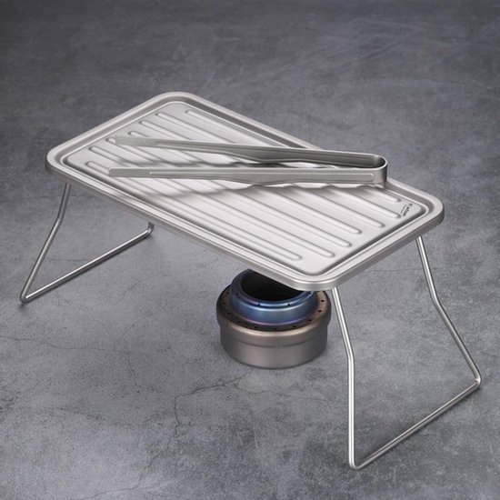 Draagbare Grill - Opvouwbare BBQ - Buiten Koken - Lichtgewicht Titanium - 27 cm Uitgevouwen - Zilverkleurig — afbeelding 4