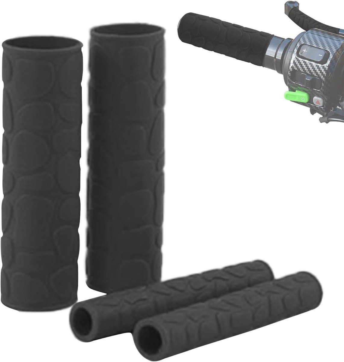 Motorfiets handvatten - Grip hoezen - Verbeterde controle - Schokabsorberend rubber - 21 cm lengte - Zwart