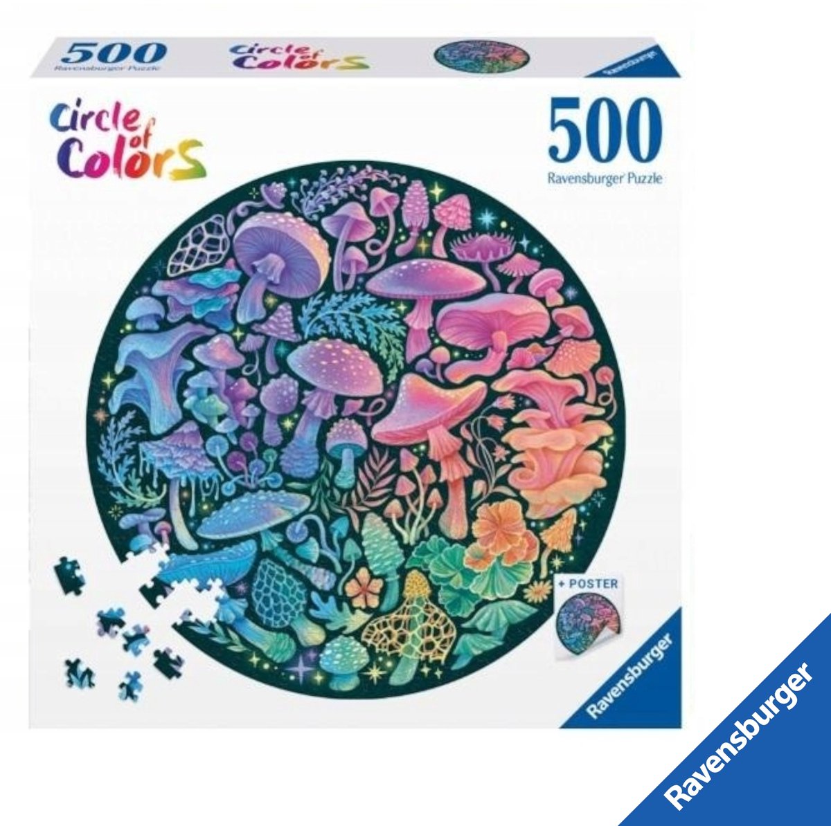 Ravensburger Ronde Puzzel 500 Stuk: Kleuren Palet Paddenstoelen