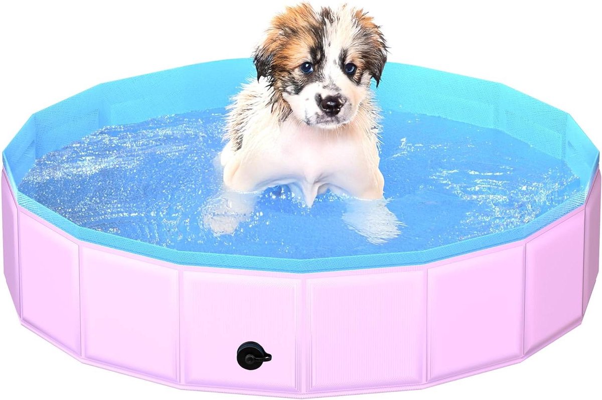 Opvouwbaar Zwembad - Hondenbad Kinderbad - Waterpret Buiten - Stevig Hard Plastic - 32 x 12 Inch - Roze