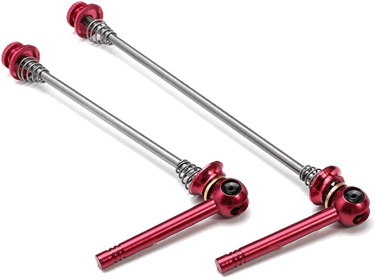 Fietswiel Spiesjes - Snelsluitingen Fiets - Wiel Bevestigen - Duurzaam Aluminium - Set van 2 - Rood