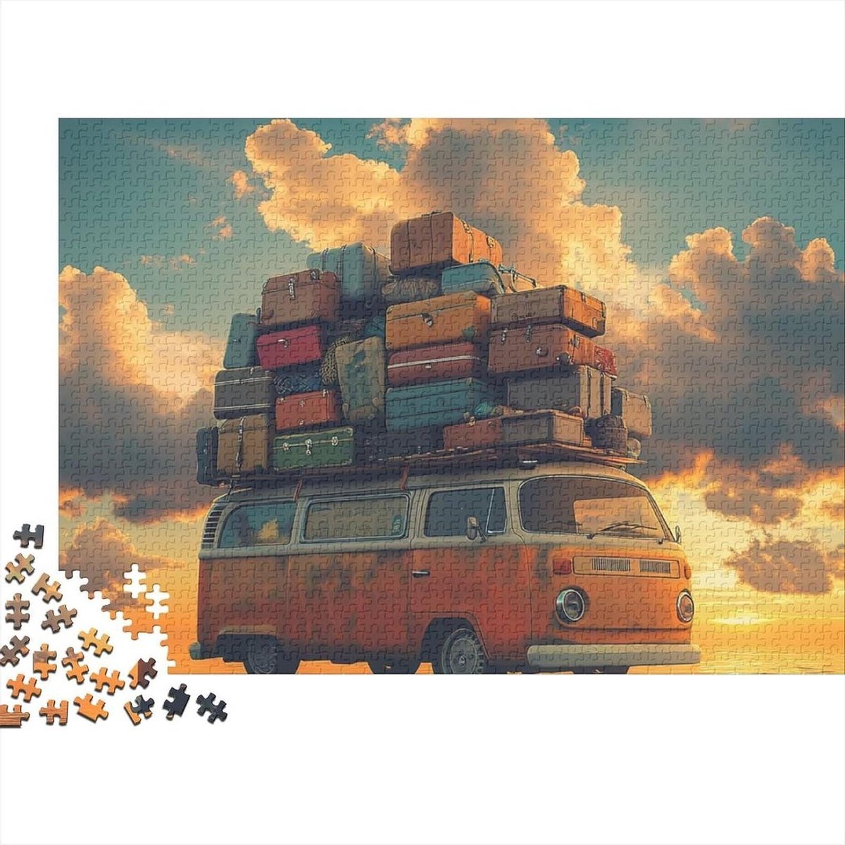 Reispuzzel 1000 stukjes - Legpuzzel volwassenen - Ontspanning en decoratie - Gerecycled materiaal - 52 x 38 cm - Vintage stijl