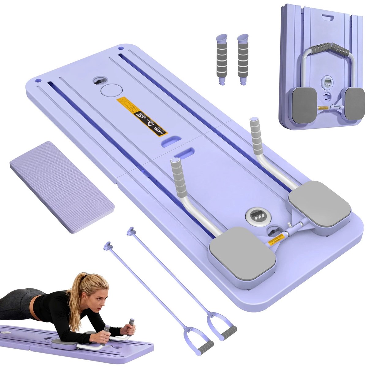 QJ Supply Pilates board - Workout - Reformer - Fitness - Opvouwbaar - Kracht training - Thuissport - Met Timer - Paars