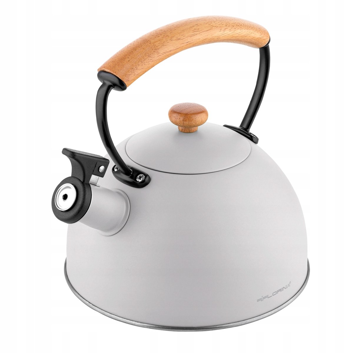 Florina New Natura Steel 1,8L grijze waterkoker met fluitje - inductie