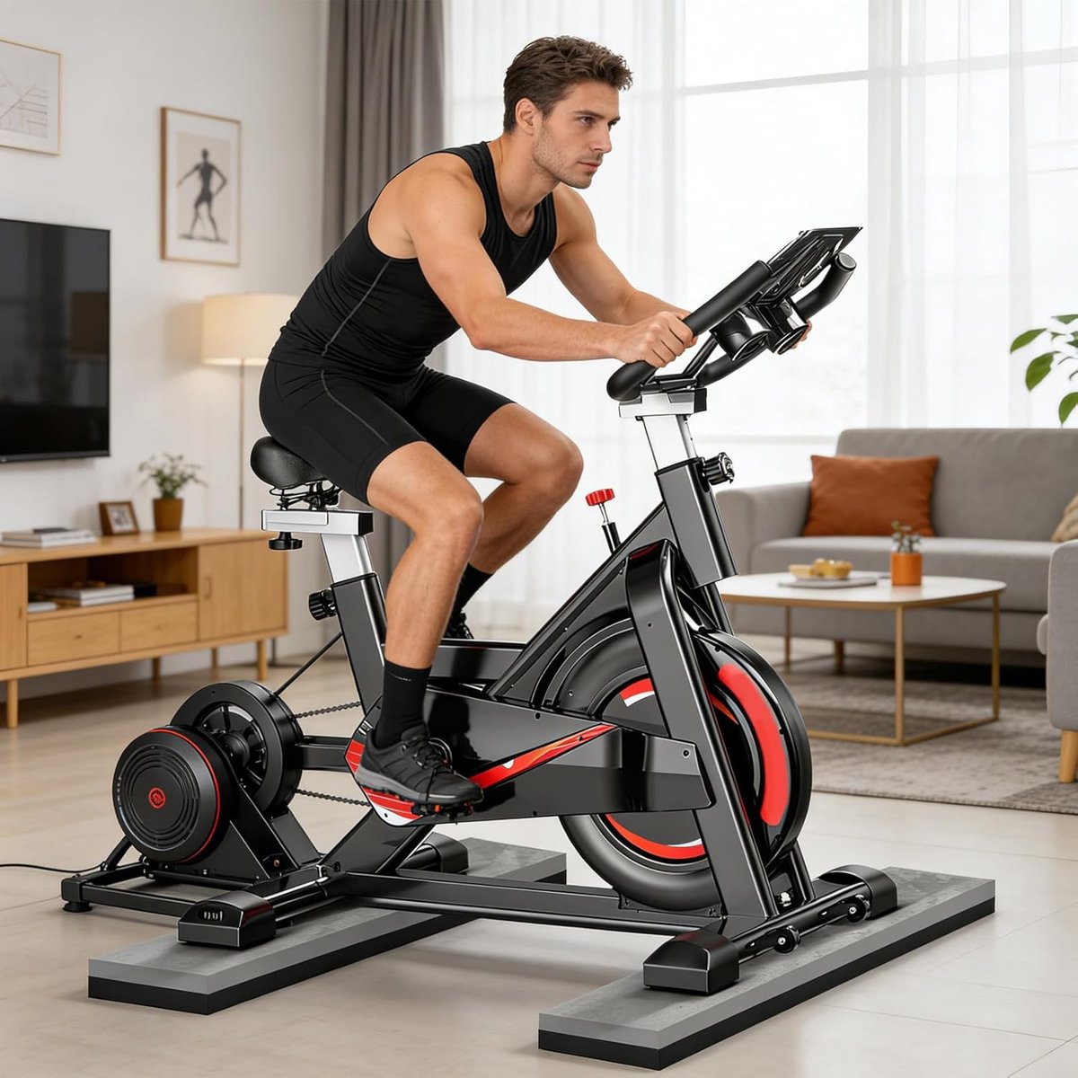 Fietsmat - Vloerbeschermer - Thuis Trainen - Antislip & Trillingsdempend - 2 Stuks - Zwart Grijs