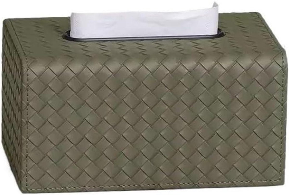Weefseldoos - Papieren doos - Decoratieve opbergdoos - Unieke geweven textuur - 19x12x10cm - Groen