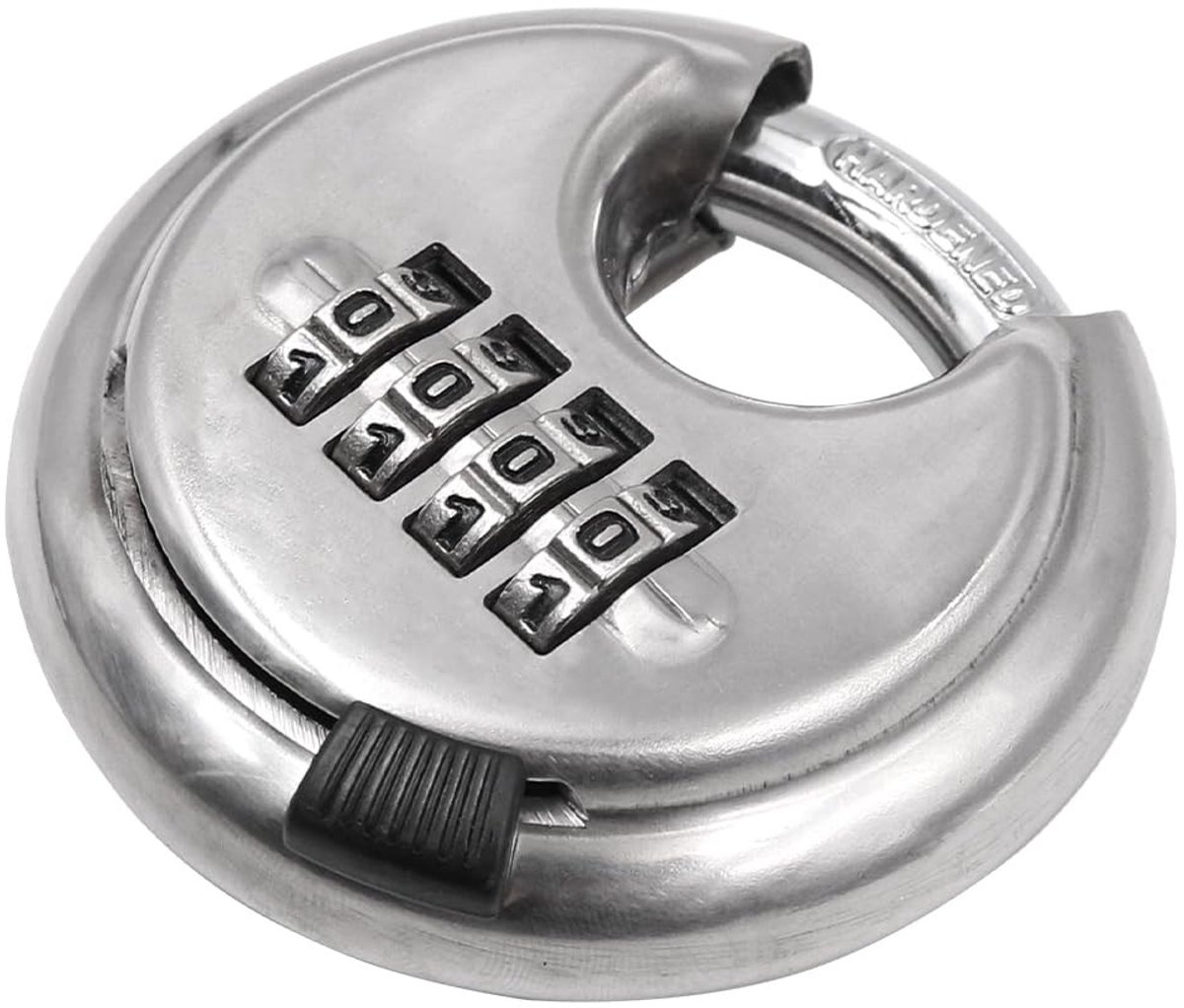 Dailygoods- Cijferhangslot Robuust - Hangslot Buiten - Roestvrij Staal - Waterdicht - Diefstalbestendig - Diameter 70 mm