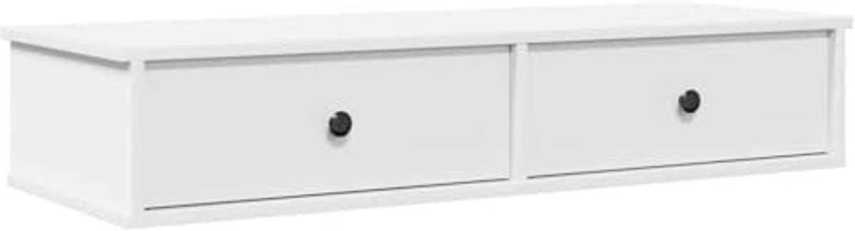Wandmeubel met lades - Muurkast - Opbergen en decoreren - Stevig materiaal - 100x37.5x19cm - Wit