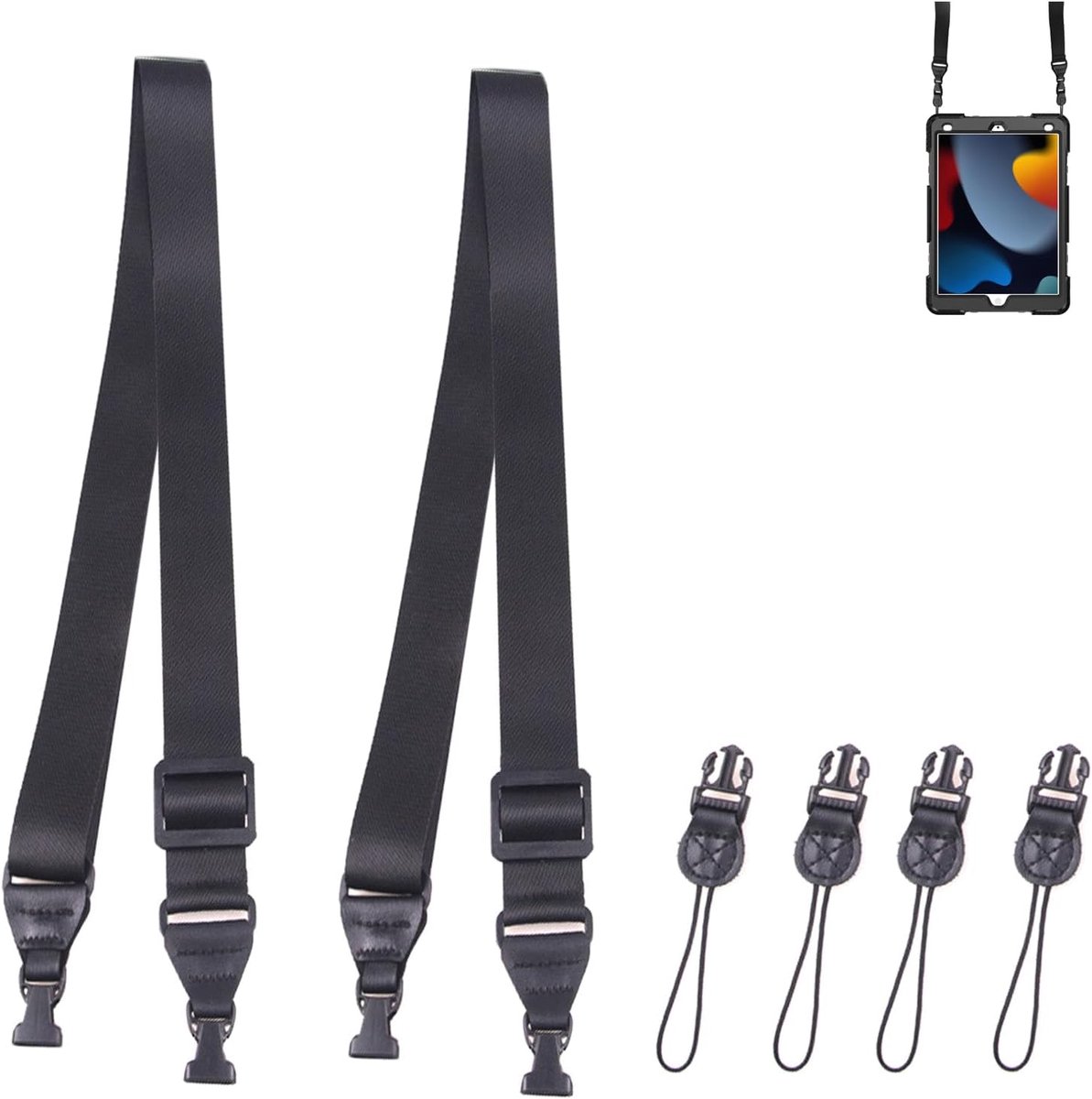 Verstelbare Schouderriem - Nylon Draagriem - Handen Vrij Houden - Met Snelsluiting - 90-145 cm - Zwart