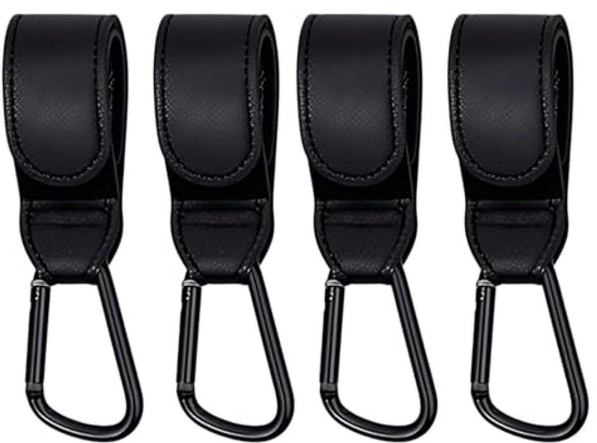 Kinderwagen Haken - Draagtas Clips - Meer Draagruimte - Verstelbaar Design - 4 Stuks - Zwart