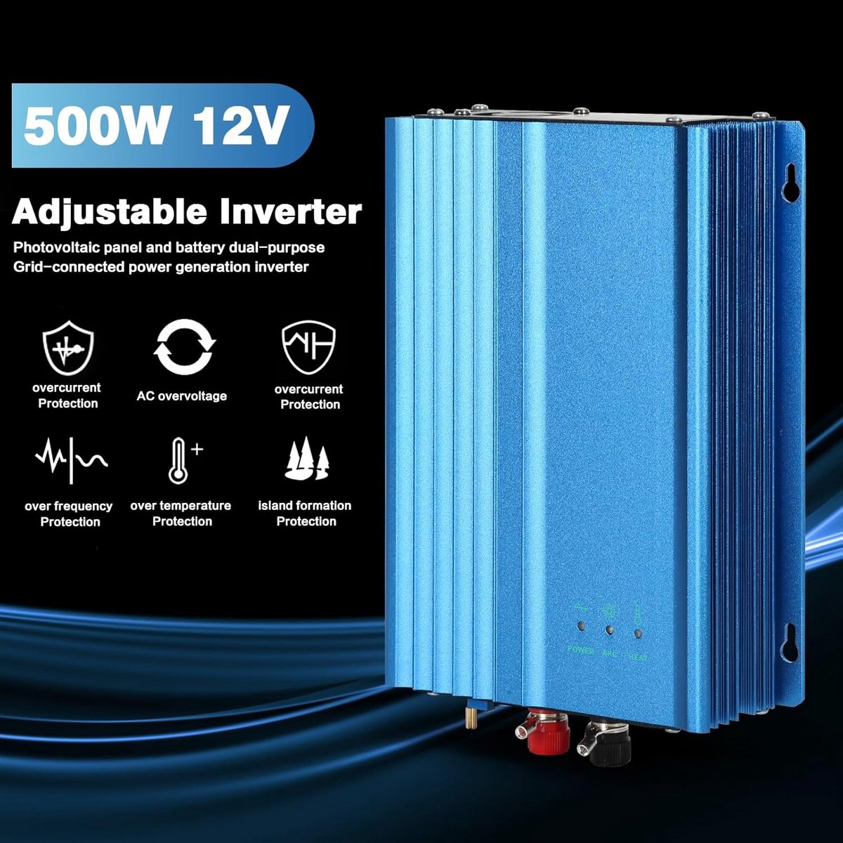 VVGoods - 500 W MPPT micro-omvormer voor zonnepanelen op zonne-energie, PV, verstelbare batterijontlading, AC 220 V