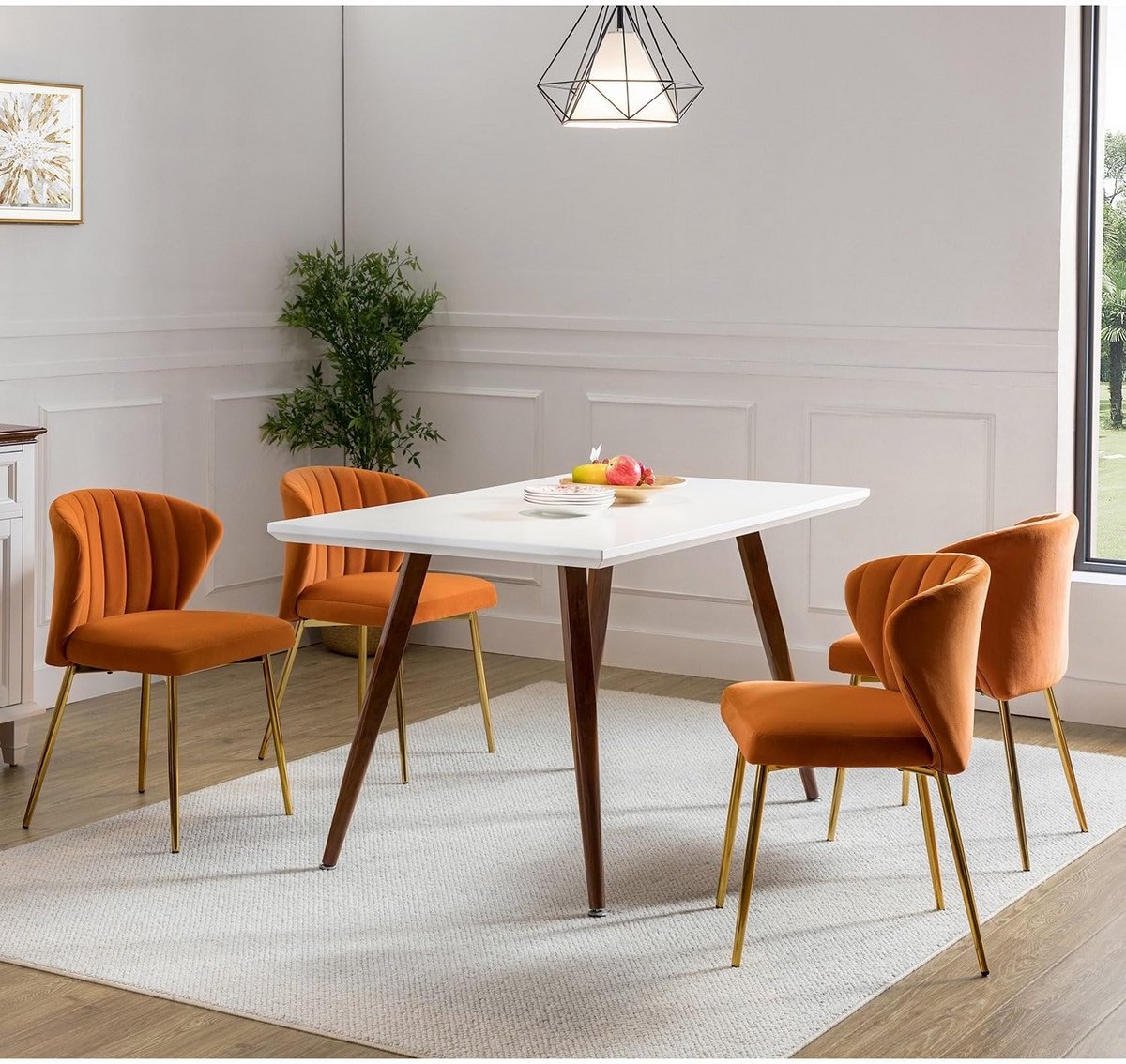 Eetkamerstoelen Set - Gestoffeerde Keukenstoel - Comfortabel Zitten - Ergonomische Rugleun